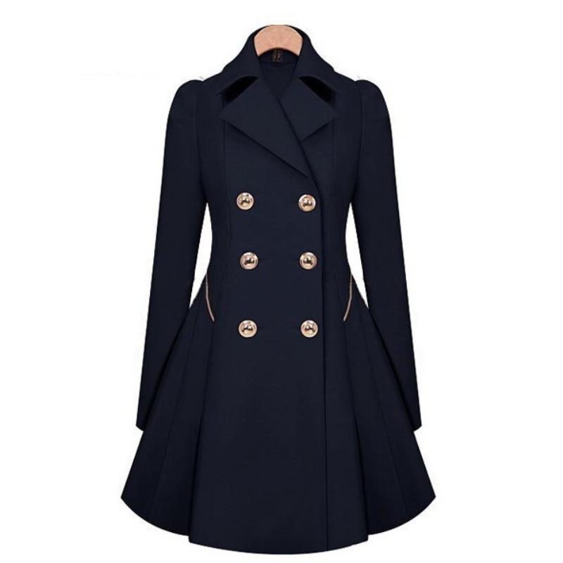 European and American Slim-fit Medium and Long Commuter Jacket, Plus Size Women's Trench Coat