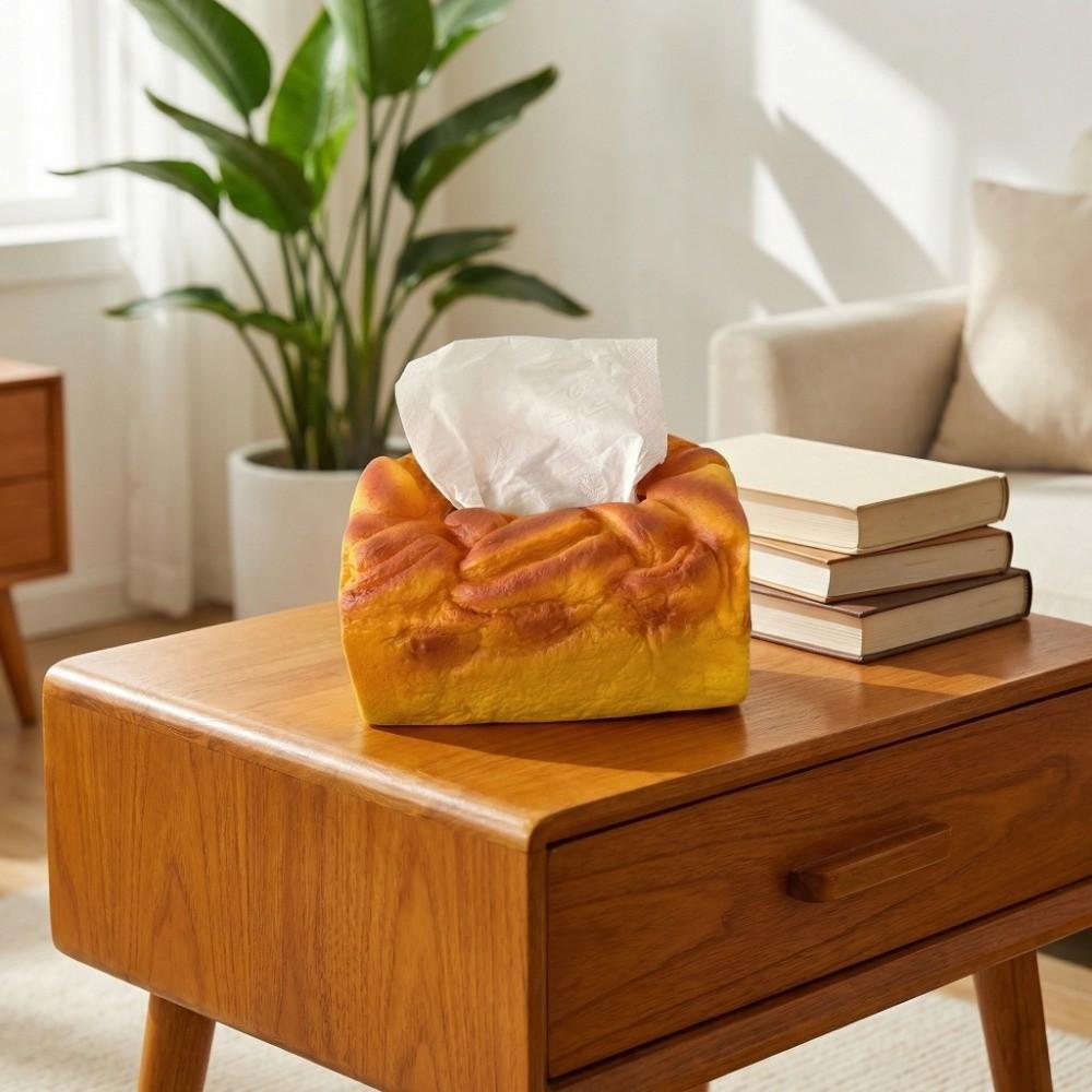 Food Toast Bread Simulation Bread Tissue Rack Storage Box Desktop Organizer Fake Toast Tissue Holder Ornament Table Decoration