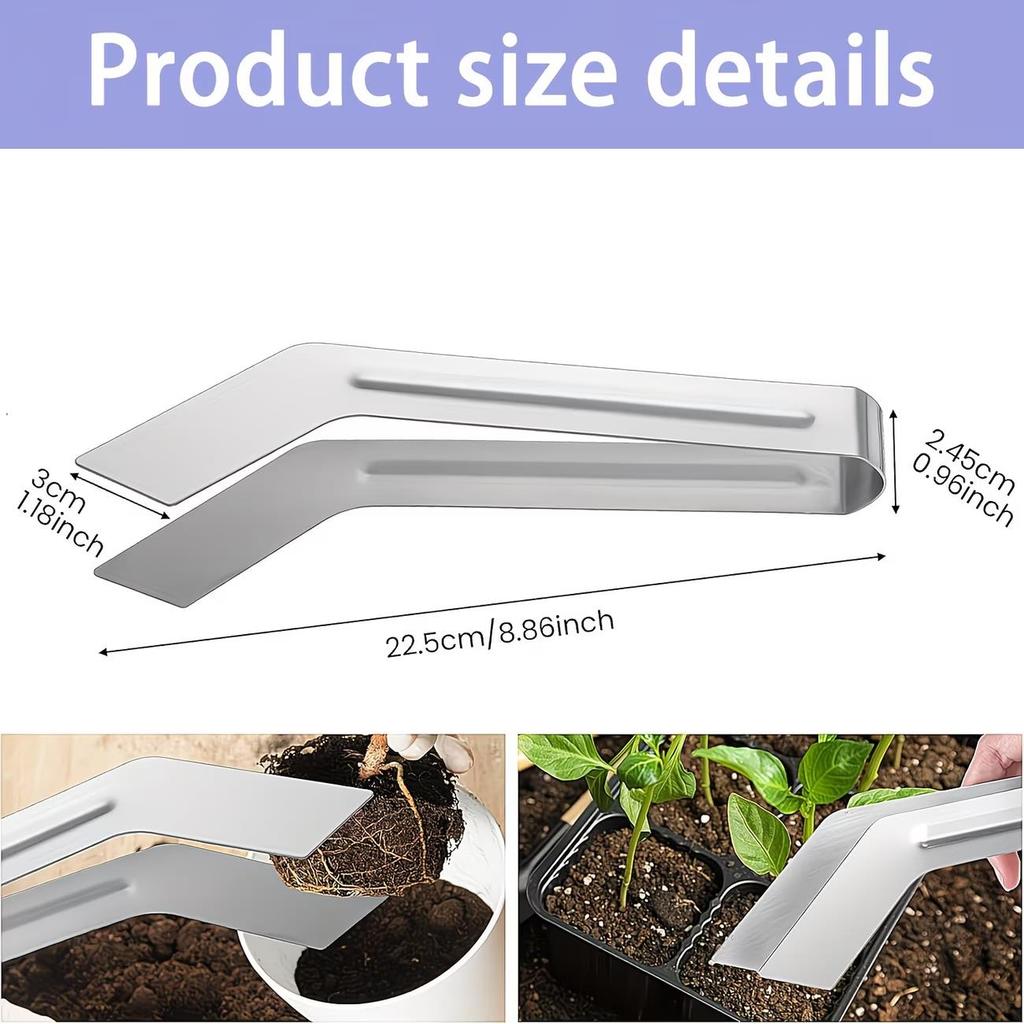 1pcs Stainless Steel Seedling Tongs – Minimizes Root Damage, for Transplanting & Moving Plants