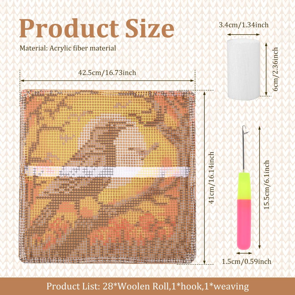 Animal Patterns Latch Hook Kit DIY Craft Vintage Knot Pillow Package Embroidery Latch Hook Kits Animals Print Cushion Pillowcase