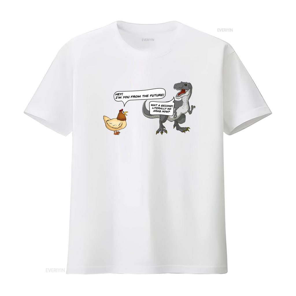 T Rex Chicken Funny Dinosaur Quote Novelty Meme Shirt vintage Washed Versatile Slightly Top For Everyday Wear Breathable Casual
