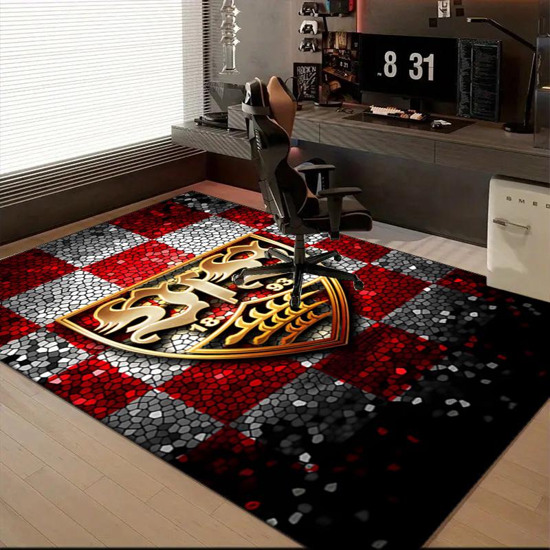 Vfb Fc Crest Printed Office Carpet Chair Cushion  Entryway Rug, Rugs for Living Room, Bedroom Christmas gifts