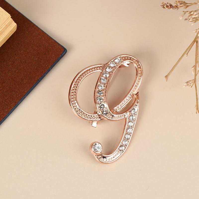 Women Luxury Letter Brooch Pins In Rose Gold Color   English Alphabet Pins Cute Jewelry Accessories Gift