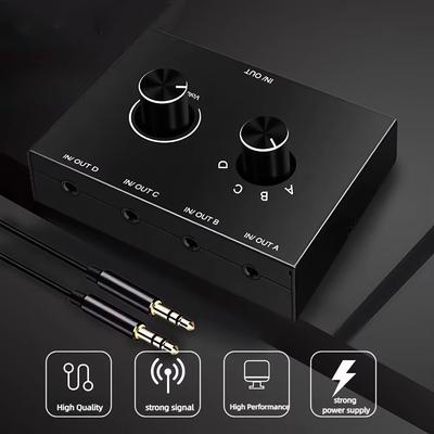 4-Port / 2-Port Audio-Schalter Stereo-Audio-Umschalter Splitter 3,5mm Mini-Kopfhörer-Schalter 2x1/1x2 4x1/1x4 Bidirektionaler Schalter