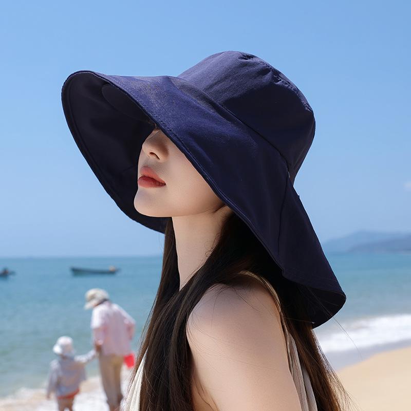 Spring and summer outdoor double-eave sunscreen hat fashion shawl sun hat children's quick-drying waterproof bucket hat