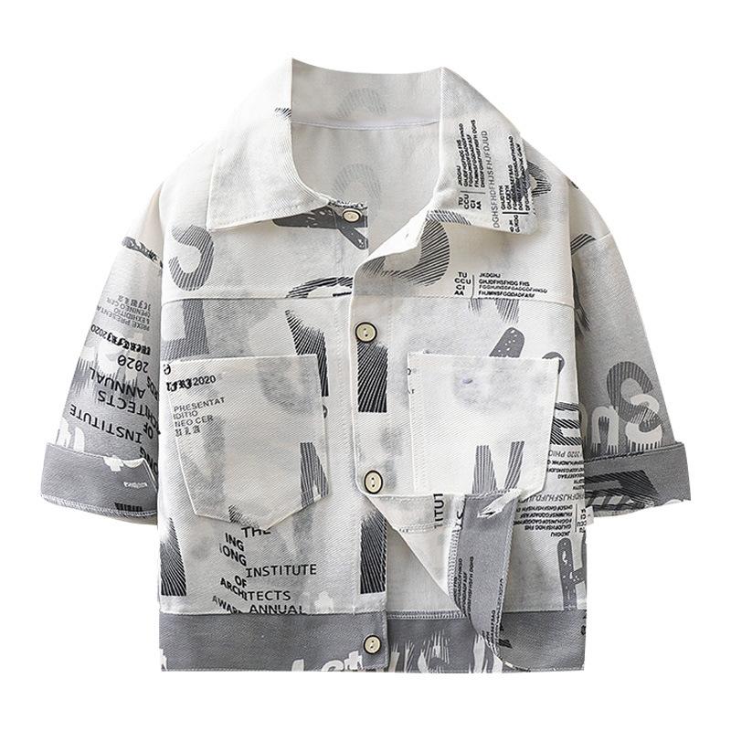 Children's Cotton Denim Jacket Fall Long Sleeve Shirt Jacket for Boys and Girls