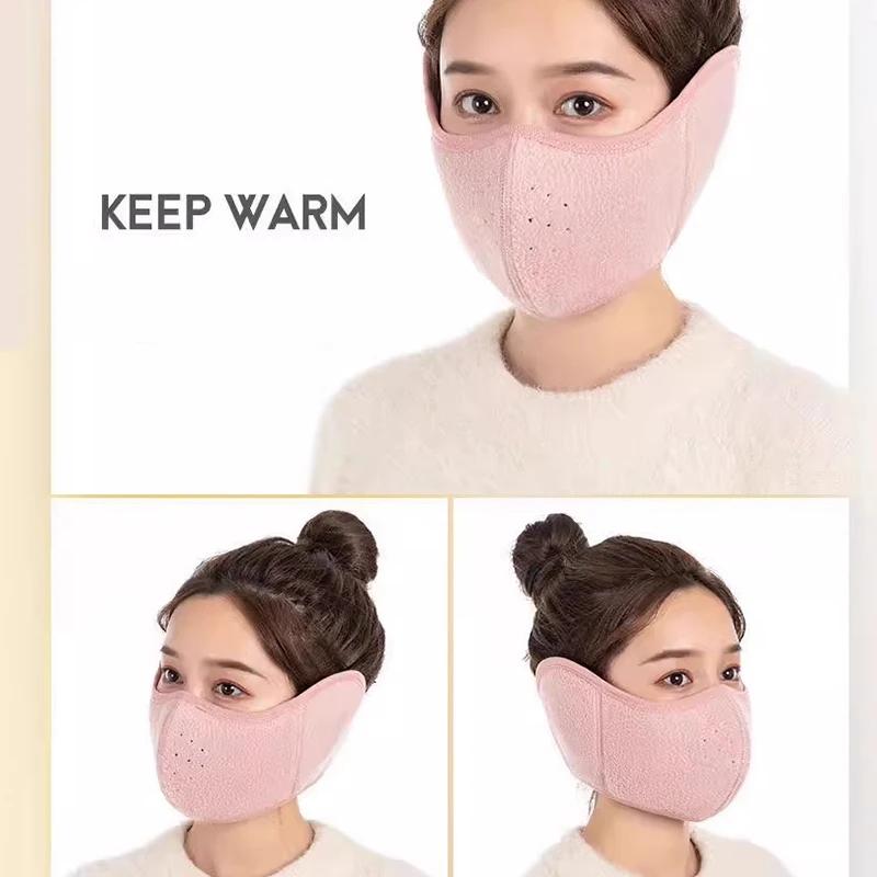 Fahion Unisex Winter Warm Breathable Mask with Ear Cover 360 Degree Wrap Dustproof Breathable Half Face Mouth Cover Face Earflap