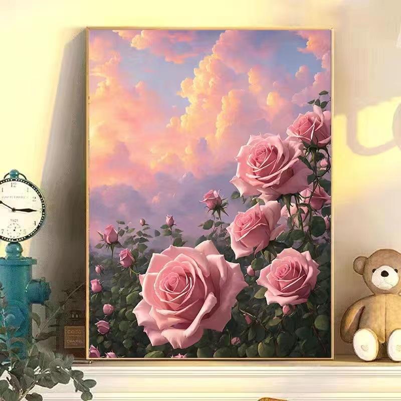 Diy Digital Oil Painting Flower Landscape Filling Coloring Oil Painting Stall Toy Painting