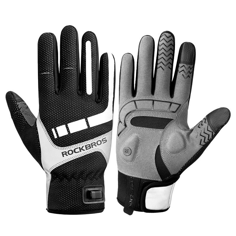 

ROCKBROS Winter Cycling Gloves Windproof Breathable Warm Heating Gloves Touch Screen USB Heated Gloves Men Women Bicycle Gloves S