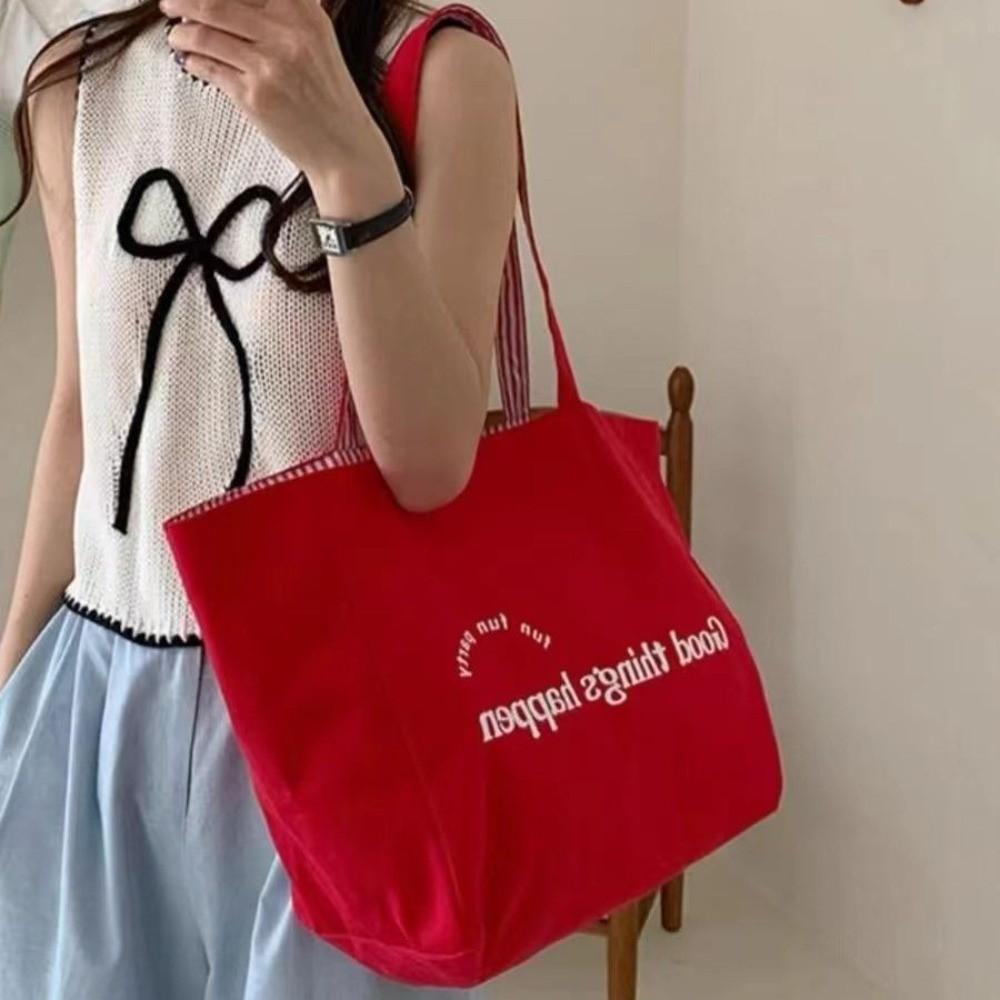 Double-sided Women Tote Bag Available Striped Letter Shoulder Bag Canvas Shoulder Bags Travel