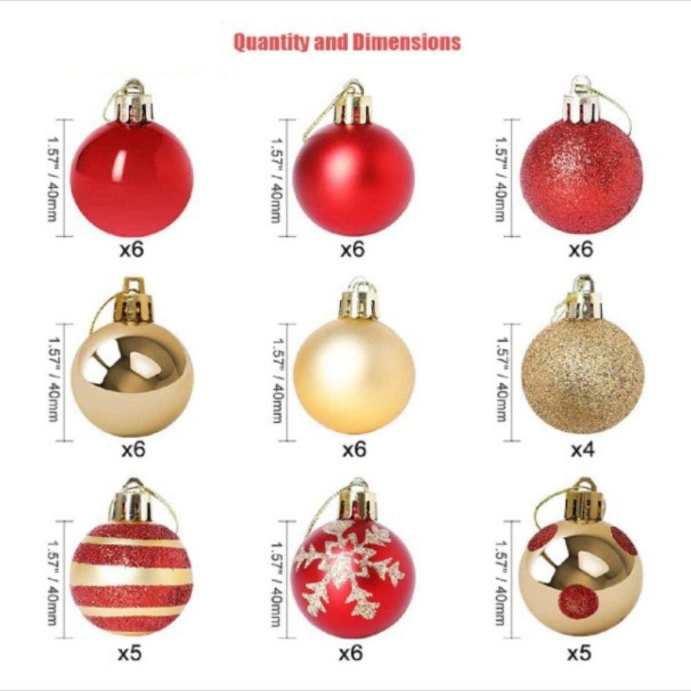 50Pcs/set 4cm Christmas Ball Set Plastic Xmas Baubles Xmas Tree Hanging Pendant Christmas Decorations Gift Ball
