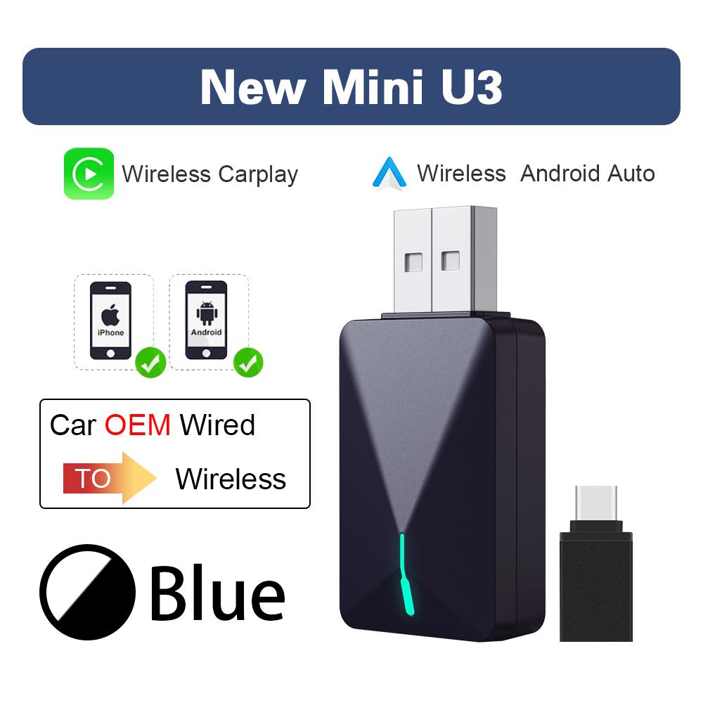 

For Jeep Mini U3 2-NI-1 Wireless Carplay Adapter Android Auto Smart Box OTA Upgrade for Wired CP/AA to Wireless CP/AA Car Use