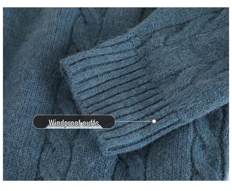 Men's Thickened V-Neck Knitted Sweater - 2024 Autumn/Winter Casual Base Layer