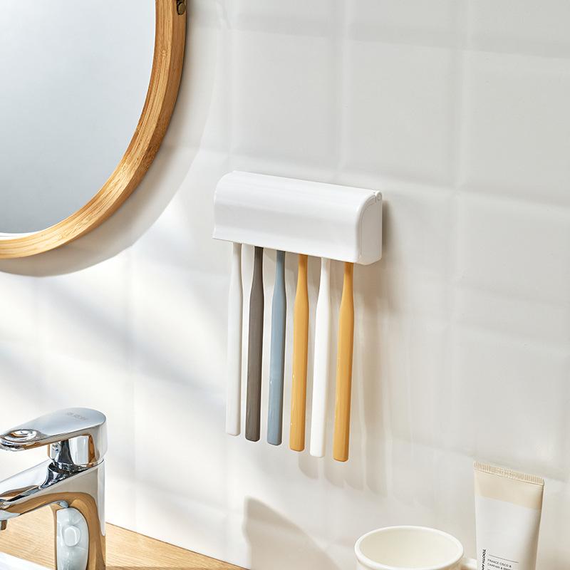 Six-hole Toothbrush Holder, Non-trace Strong Adhesive, Multi-head Toothbrush Holder Can Be Disassembled and Washed