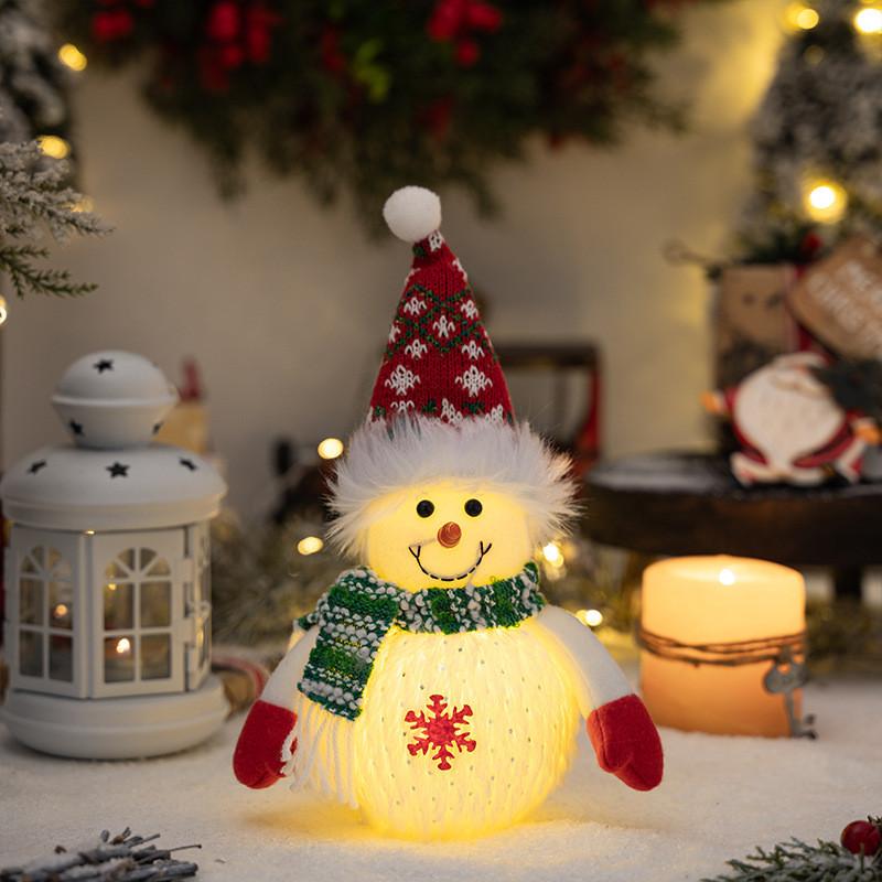 Charming Snowman Plush Figure With Magical Led Lights For Holiday Decoration Gifts And