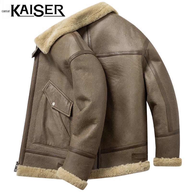 KAISER Men's Genuine Sheepskin Leather Jacket