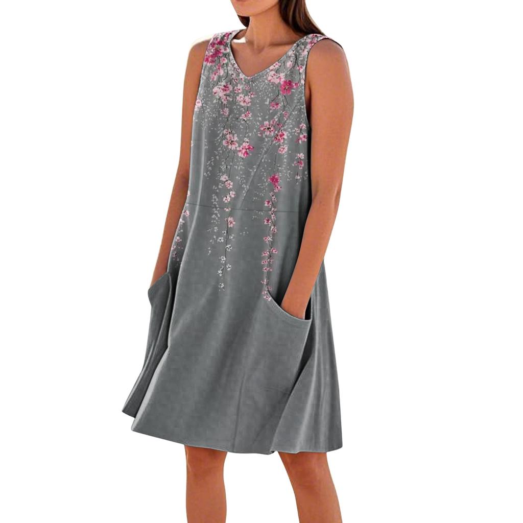 Summer Dresses for Women 2026 Casual Floral Dress Sleeveless Midi Dresses for Women Graduation Dress Suitable for Women