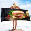 Pizza Print Beach Towel Hamburger Extra Large Pool Towel Adults Soft Cute Cartoon Food Patterns Absorbent Fluffy Beach Towels