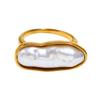 Practical Rings Finger Jewelry Elegant Long Strip Pearls Rings Stainless Steel Texture Suitable for Women Present