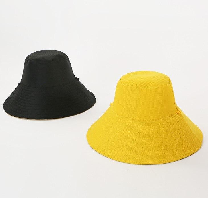

Womens Reversible Solid Color Bucket Hat Japanese Style Wide Brim Sun Protection Foldable Outdoor Cap for Spring Autumn Travel жовтий