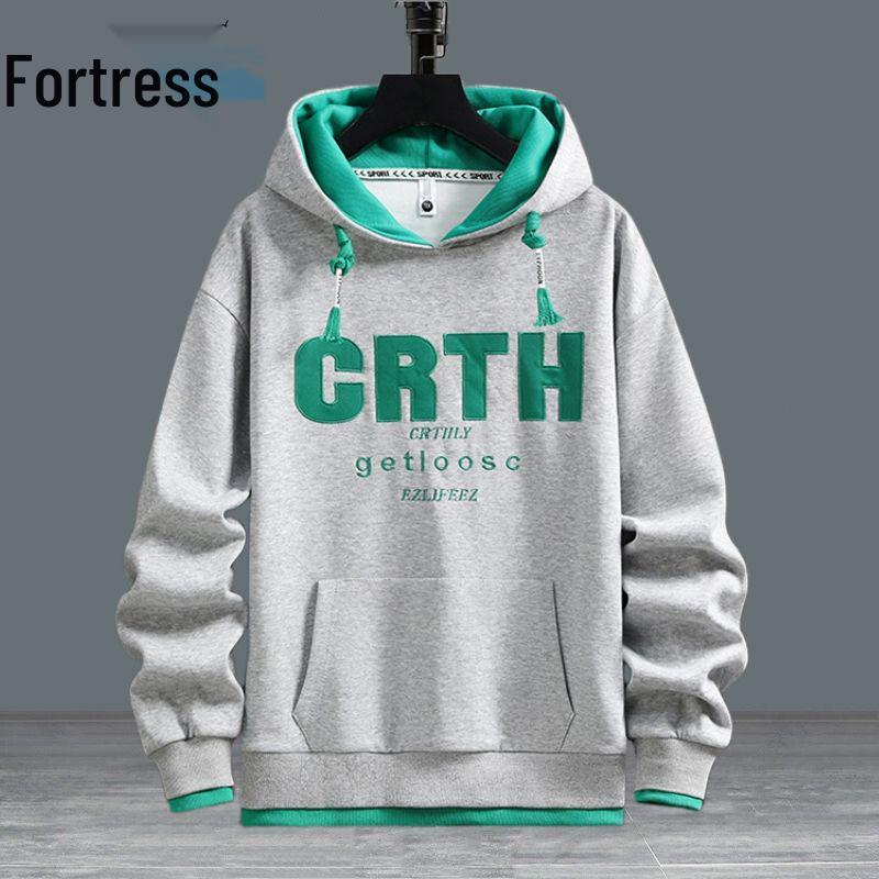 

Толстовка спортивного костюма Woodpecker с хлопковой флисовой подкладкой для мальчиков и подростков - с длинным рукавом, идеально подходит для весны, осени, зимы M (Recommended 65-90 jin)