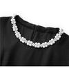 Elegant Checkered Beaded Waist-Hugging Women's Dress