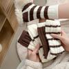 Female Autumn and Winter Thickened Soft Waxy Warm Stripe Home Sleep Tube Socks