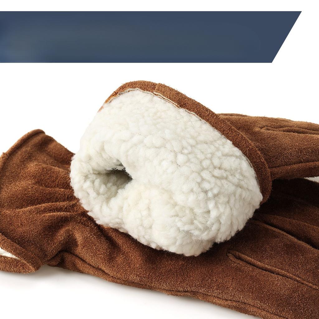 Winter Work Warm Gloves Plus Velvet Thickened Cowhide Anti Slip Wear Resistant Outdoor Shovel Cold Storage Cold Protection Gloves