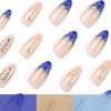Long almond-shaped hot-selling 24-piece manicure 3D three-dimensional Spice Girl snake pattern blue scales wearing armor