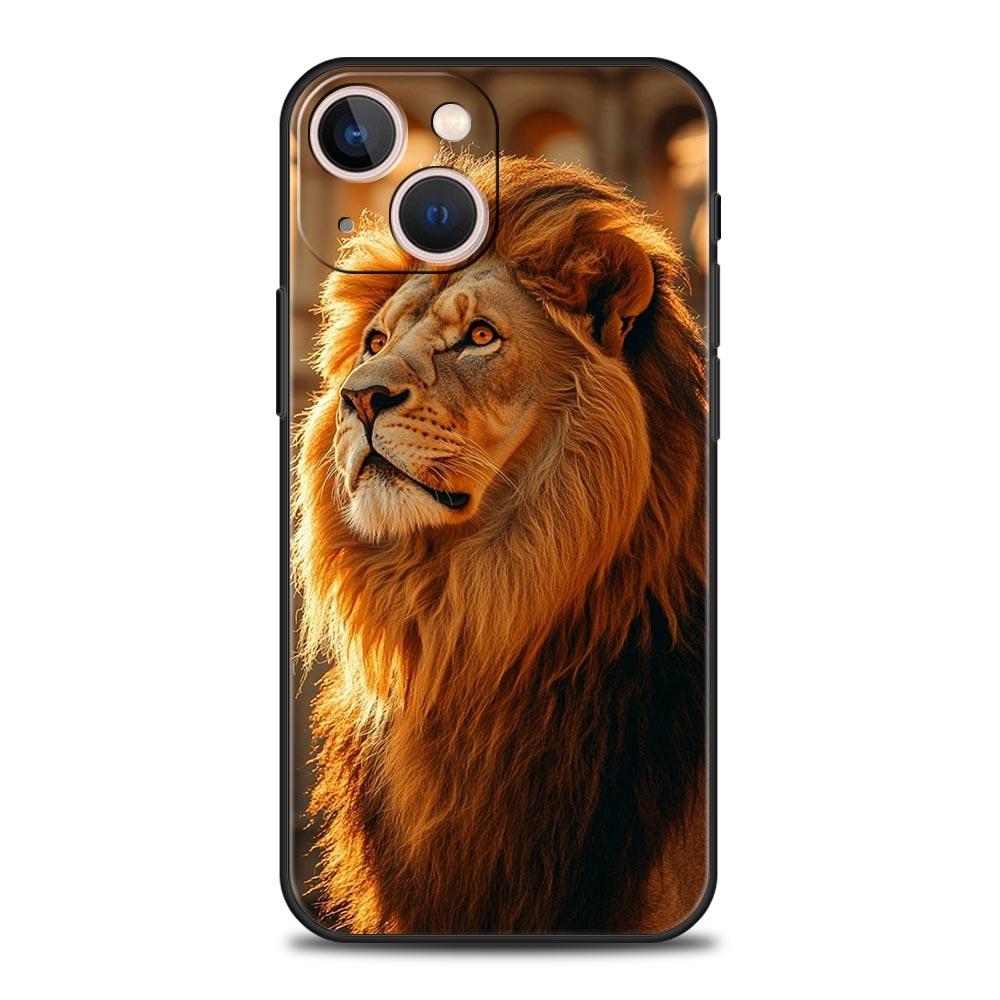 Lion King Animal Phone Case For iPhone 17 16 15 Pro Max 11 12 13 14 7 8 Plus SE 2020 X XR XS Cover Soft Black