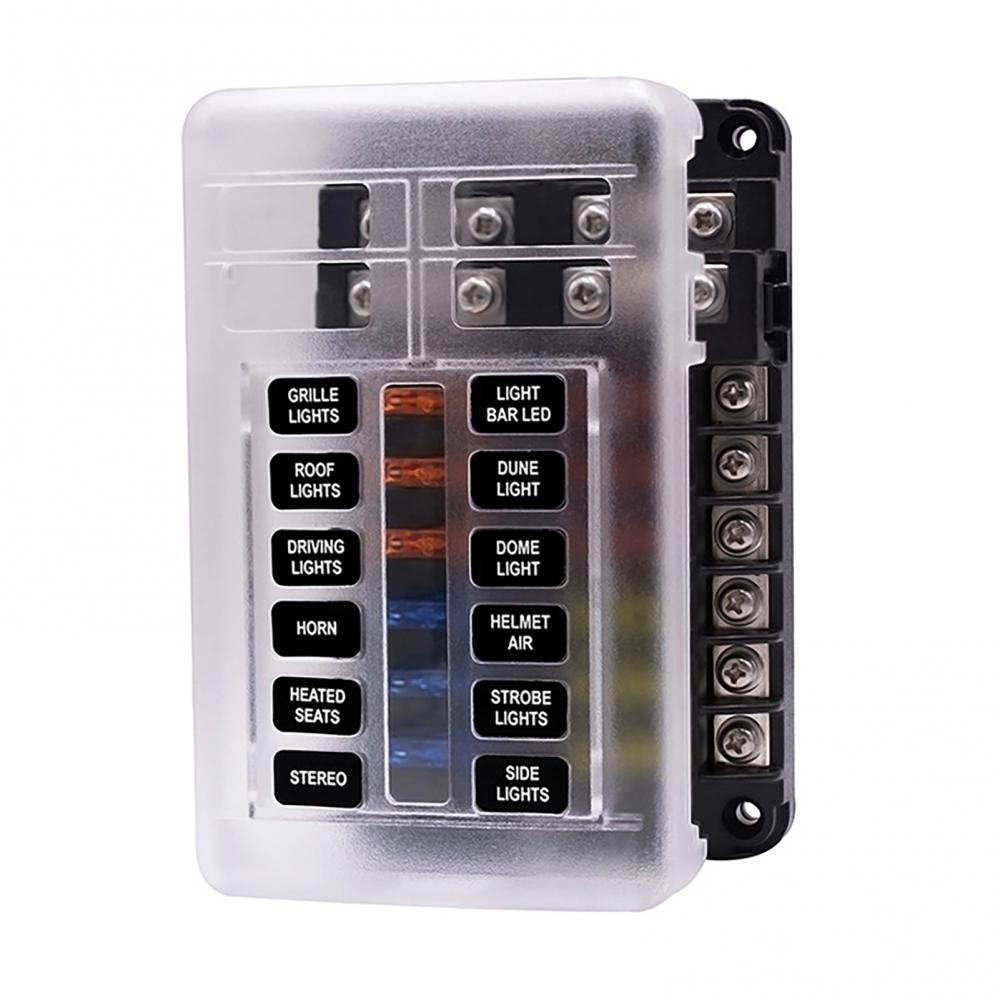 Car Boat Fuse Box  6 Ways 12 Ways  LED Indicator Light Insert Screw Type Blade Fuse Holder Power Distribution Panel Board