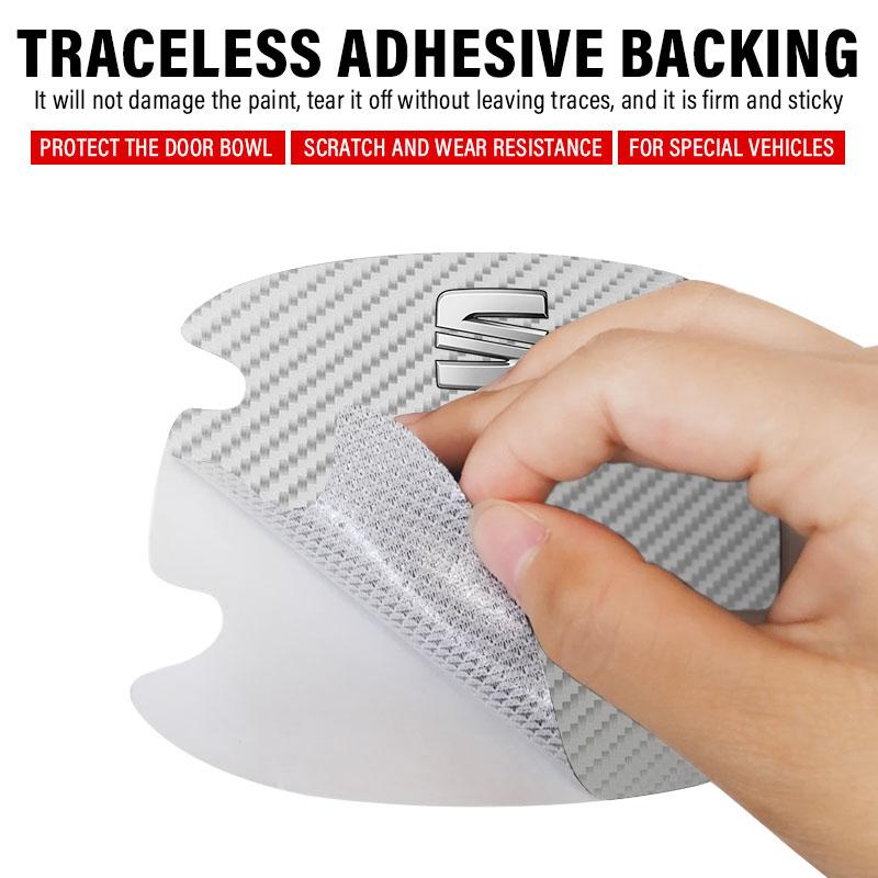 4 buc/set Autocolant anti-zgârieturi Mâner ușă auto Fibră de carbon pentru Seat Leon FR Altea Ibiza Toledo Cordoba Arona Ateca Alhambra MK3