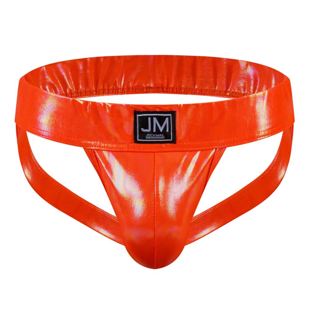 Jockstraps JOCKMAIL Fashion Low Waist Sexy Men's Underwear Gradient Colored Faux Leather Material Fabric Underpants