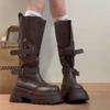 Thick-soled high boots children's 2025 new autumn and winter retro but knee belt buckle long boots slim knight boots