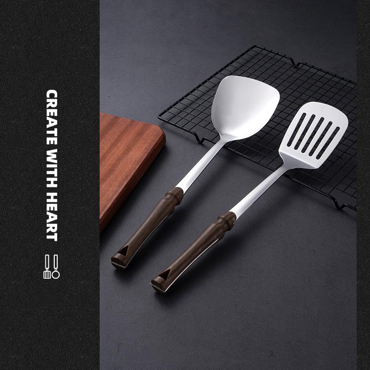 HANYANG 201 Stainless Steel Cookware Spatula Kitchen Utensils Spatula Soup Ladle Funnel Cookware Set of Six Sets