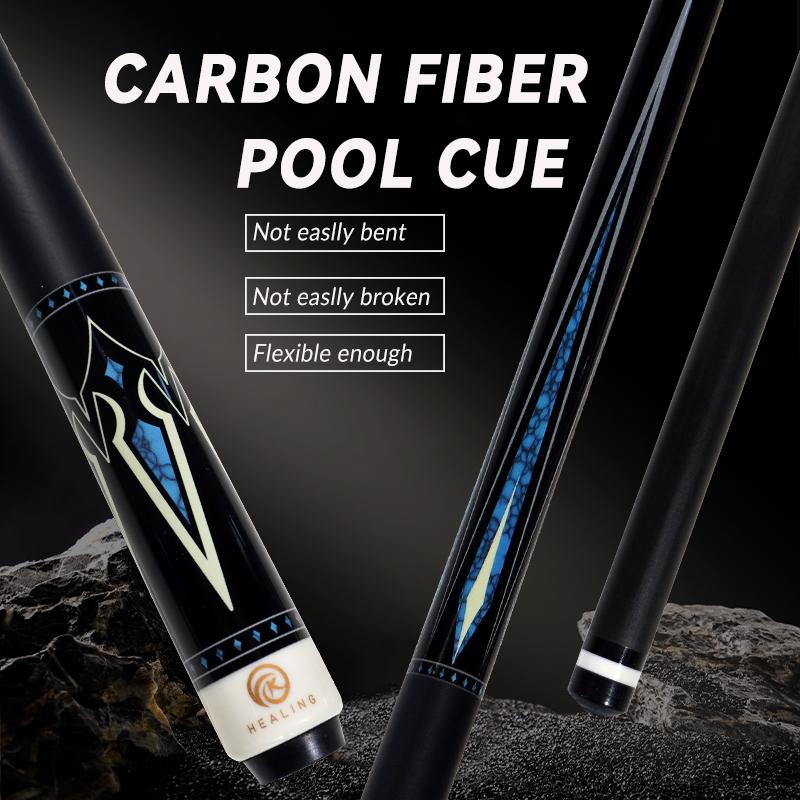 OKHEALING Carbon Fiber Pool Cue Black Technology Billiard Cue Sticks 11.8mm Tip Radial Pin Joint 147cm/58inch Length 19~20oz Weight