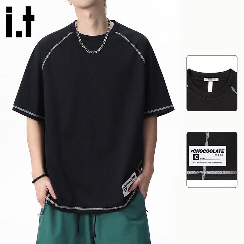 :CHOCOOLATEit Men s Loose Fit Patchwork Short Sleeve T-Shirt 3XL