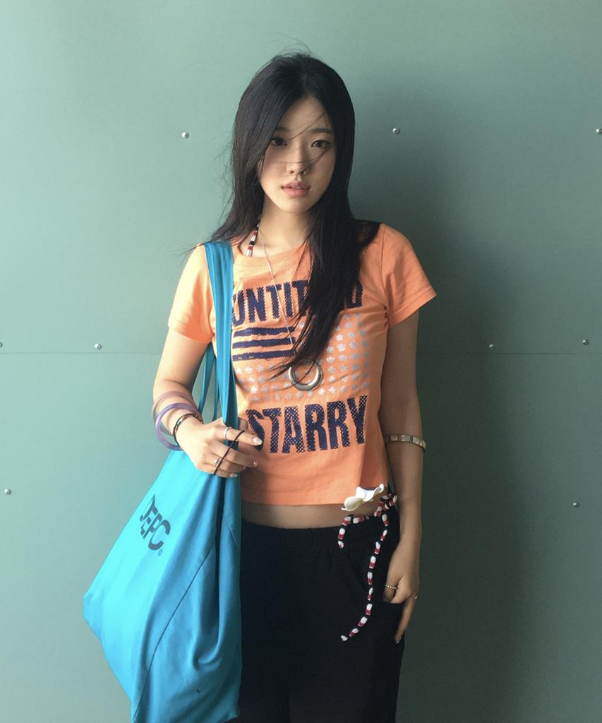 Eontaiteulseoul Untitled Starry Flag Crop Short Sleeve Orange