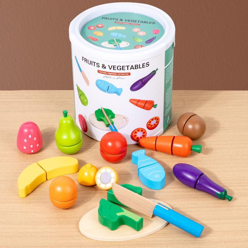 Wooden Children'S Early Education Simulation Playing House Fruits And Vegetables Velcro Cheche Le Creative Kitchen Toys