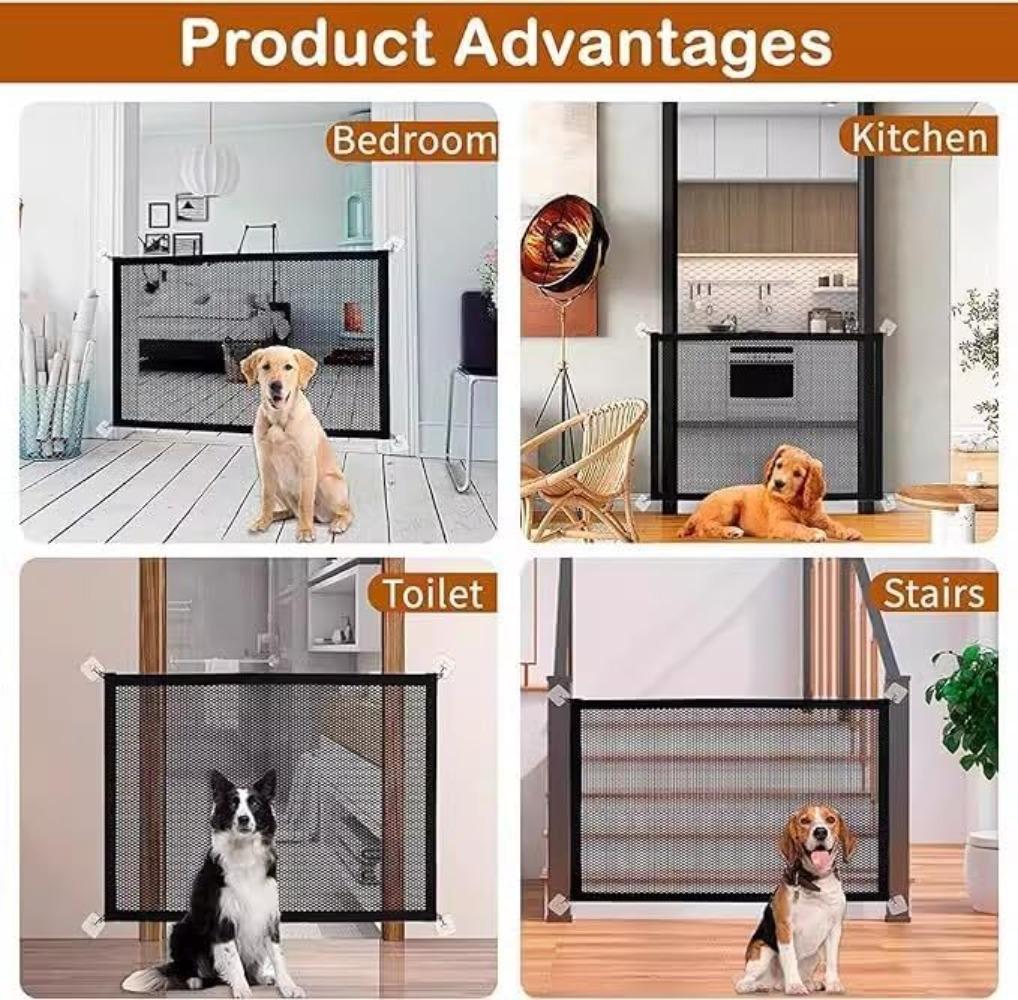Pet Dog Barrier Fences with 4Pcs Hook Pet Isolated Network Stairs Gate New Folding Breathable Mesh Playpen for Dog Safety Fence