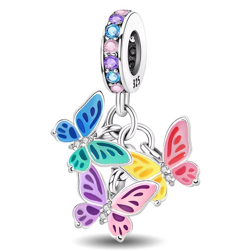 Copper Butterfly Series Zircon Charms Beads Fit Diy Bracelet Bangle Making Gift Of High Quality Jewelry For Women