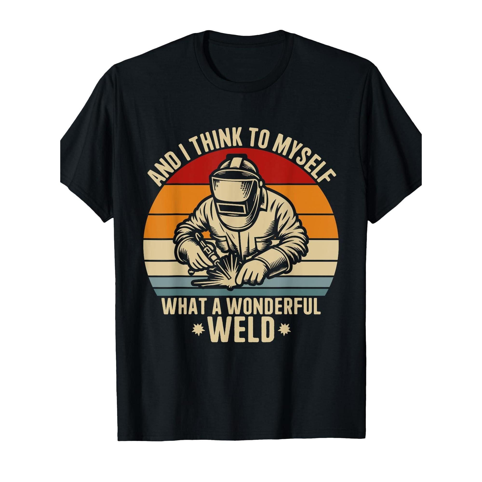 

What A Wonderful Weld Welder Retro Sunset Graphic Tee Short Sleeve Unisex Casual T-Shirt - Men s Summer Cotton Graphic Tee 5XL різнокольоровий
