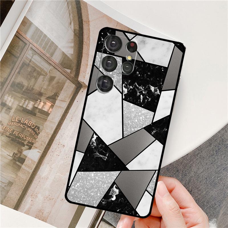 

Marble Geometric Art Phone Case For Samsung Galaxy S24 Ultra S9 S10 S20 S22 S21 Plus S23 FE S25 Ultra Full Cover Galaxy S21 FE