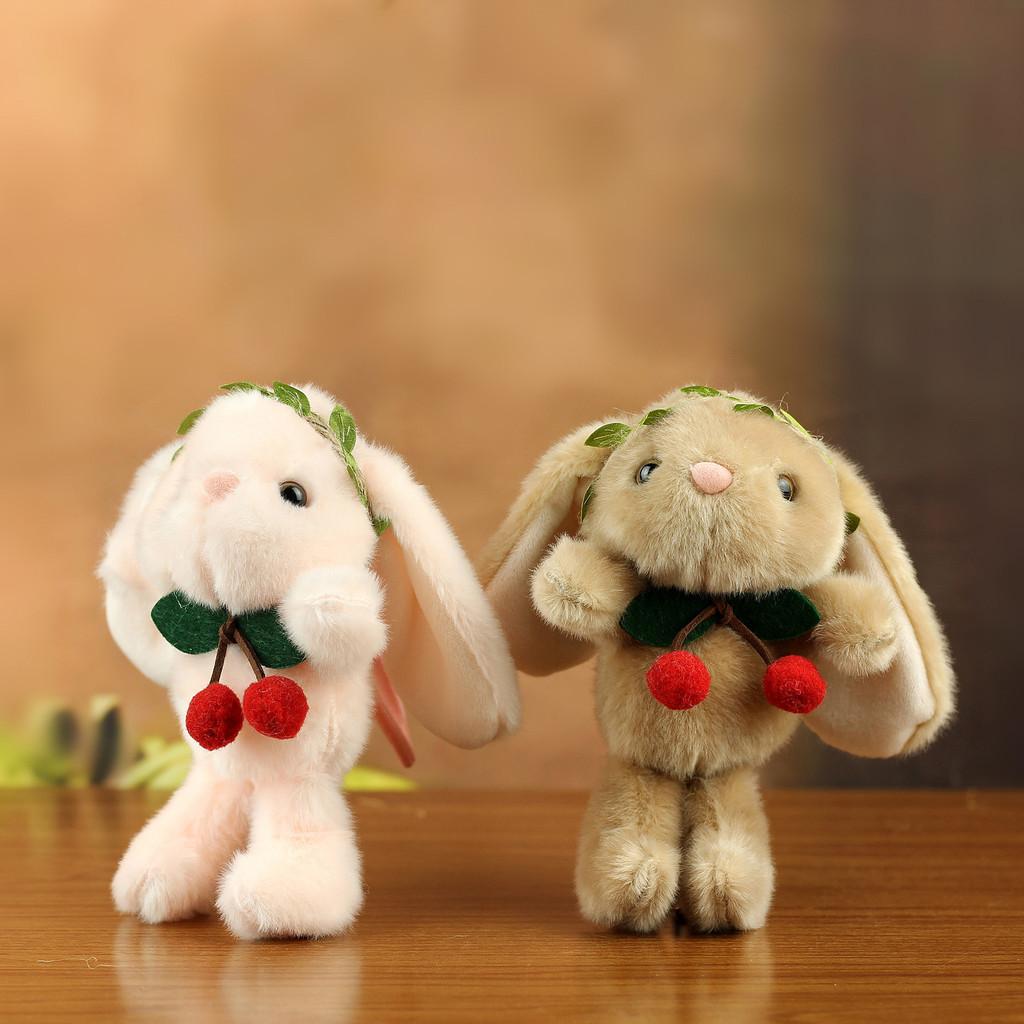 Plush Bunny Keychain Cartoon Stuffed Animal Toy For Students Backpack Decor