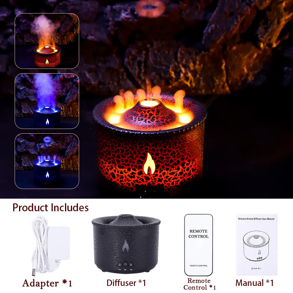 Umidificatore a fiamma Medusa Diffusore di aromi elettrico Lava Vulcano Design Effetto fiamma Diffusore d'aria Macchina per il creatore della foschia