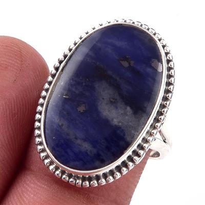 Natürlicher Sodalith Edelstein Handgefertigt 925 Massiv Sterlingsilber Ring Größe 8.5 g4i95