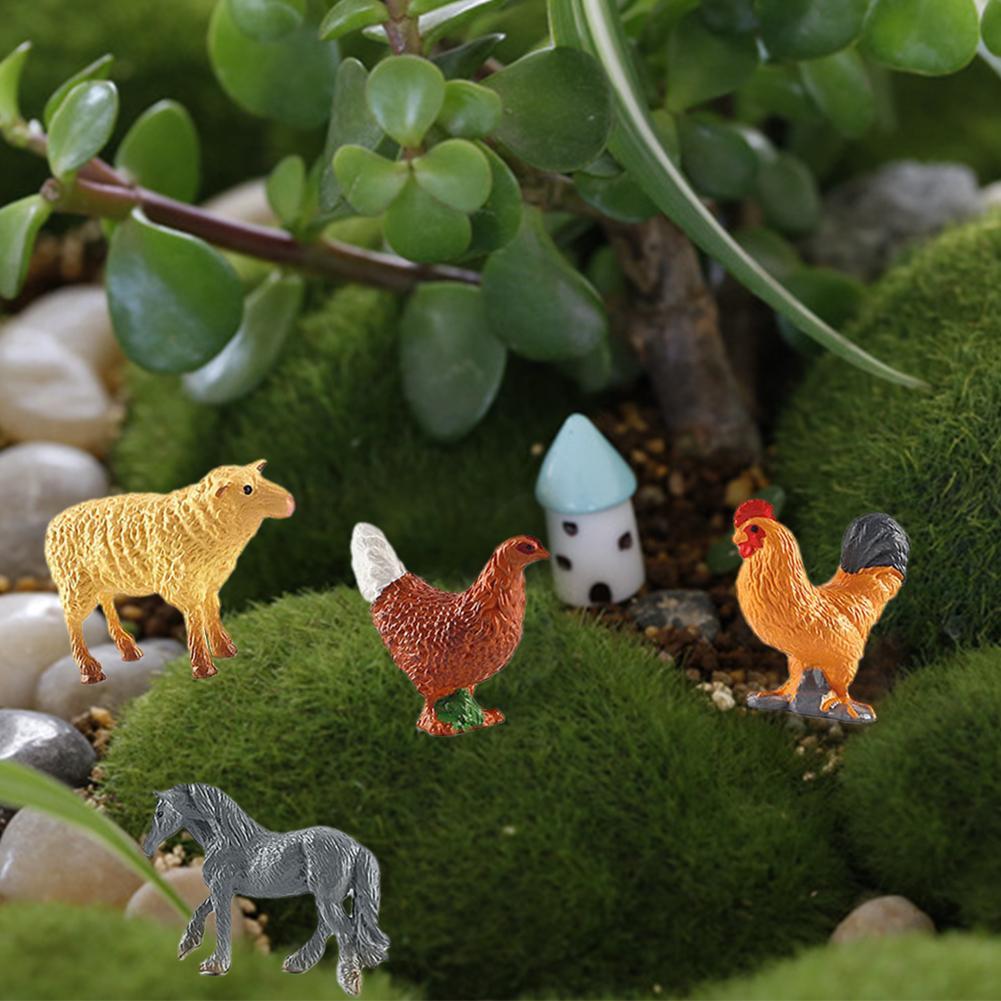 12pcs Mini Farm Figurines Realistic Animal Model Farm Series Cow Hen Duck Model Action Figures Poultry Animals Set