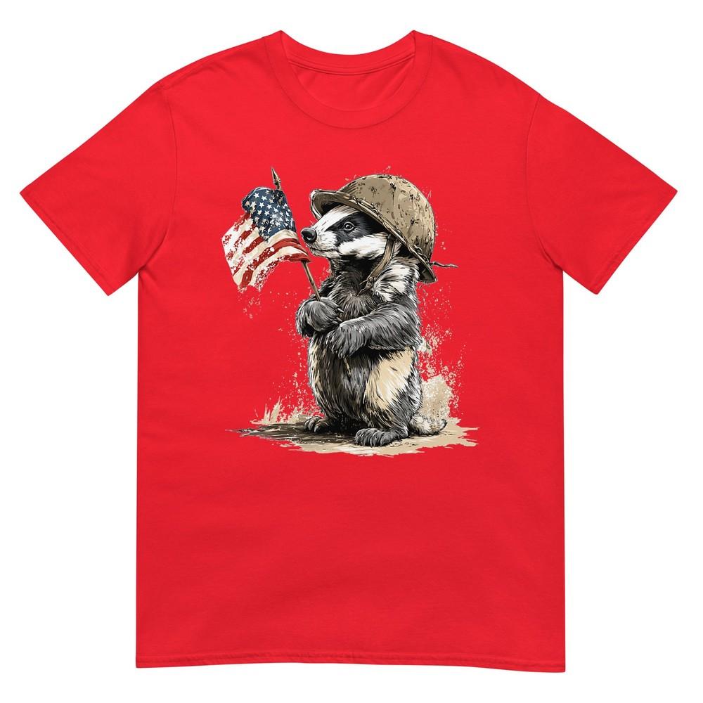 Fighting Badger Costume In Military Style For Unisex And Unisex Tshirt S