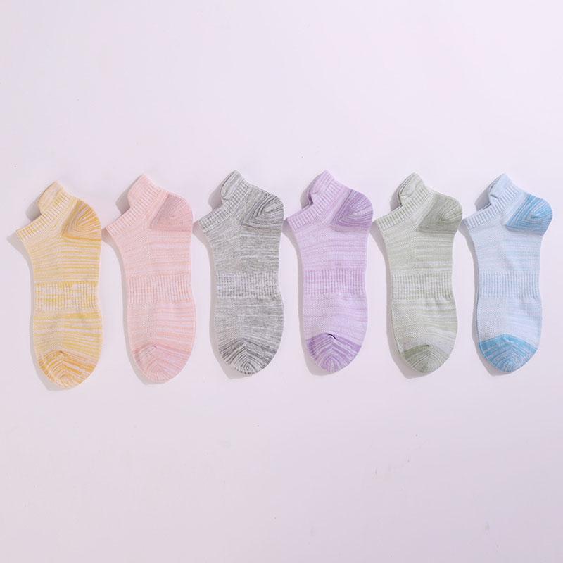 6 Pairs Women Cotton Running Ankle Socks Spring Summer Thin Breathable Invisible Tab Boat Low Cut Socks