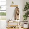 Walnut Wood Wall-Mounted Coat and Hat Rack for Living Room Entryway